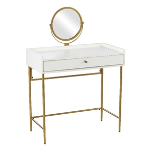 Southern Enterprises Derald Wood and Iron Dressing Vanity in White