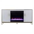 SEI Furniture Daltaire Wood and Metal Fireplace Media Console in White