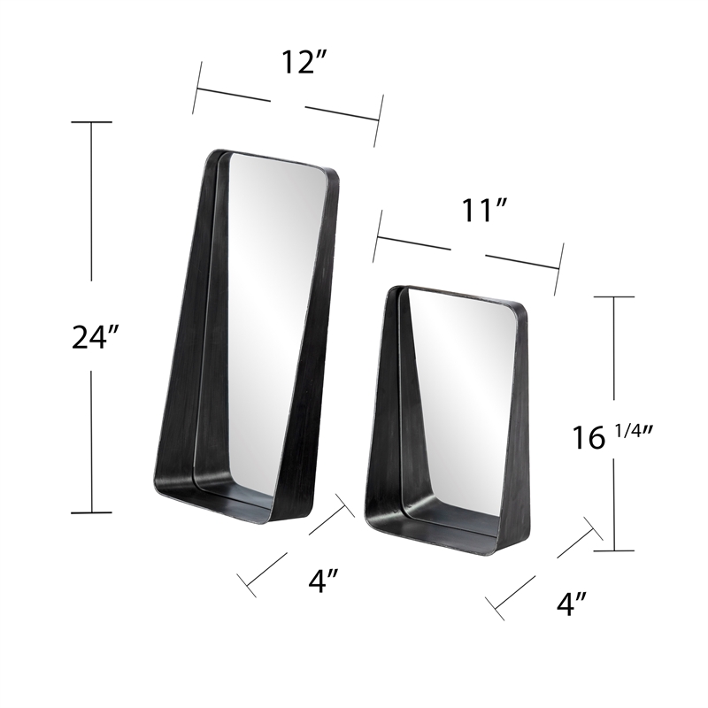 Southern Enterprises Amboros 2-Piece Iron Decorative Mirror/Shelf Set in Black