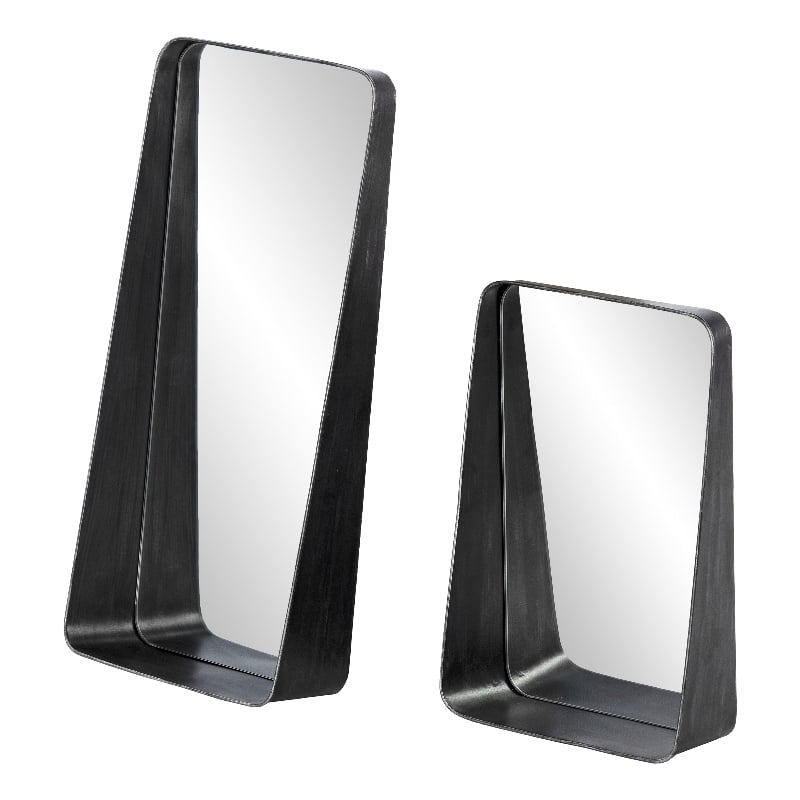 Southern Enterprises Amboros 2-Piece Iron Decorative Mirror/Shelf Set in Black