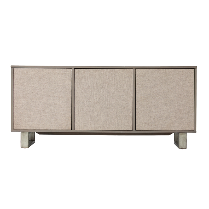 Southern Enterprises Abston Wood Iron Linen TV/Media Console in Gray