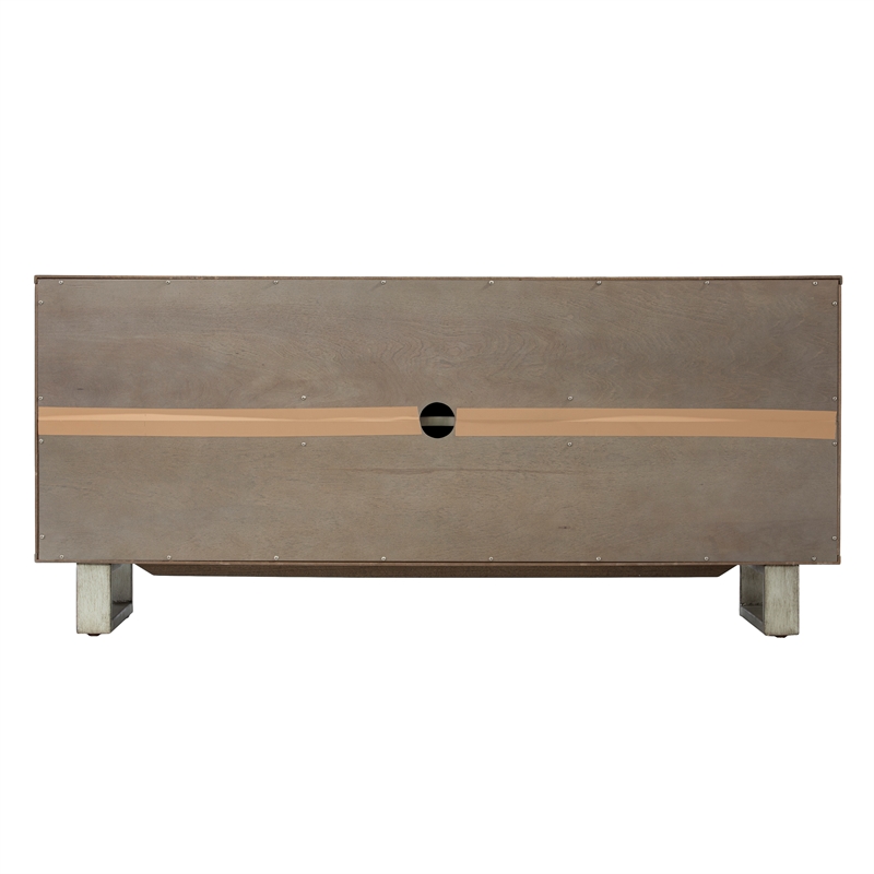 Southern Enterprises Abston Wood Iron Linen TV/Media Console in Gray