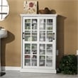Southern Enterprises Sliding-Door Wood Glass Window-Pane Media Cabinet in White