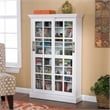 Southern Enterprises Sliding-Door Wood Glass Window-Pane Media Cabinet in White
