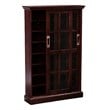 Southern Enterprises Sliding-Door Wood Glass Window-Pane Media Cabinet in Brown