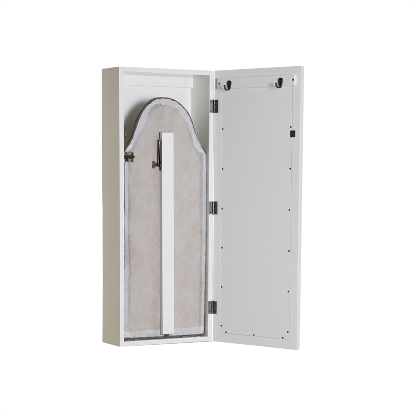 Southern Enterprises Rowden Mirror Wood Wall-Mount Ironing Center in Off White