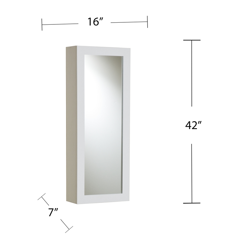 Southern Enterprises Rowden Mirror Wood Wall-Mount Ironing Center in Off White