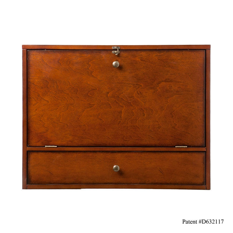 Southern Enterprises Benwick Wood Metal Wall Mount Laptop Desk in Brown Mahogany