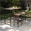 Southern Enterprises Venallo 3-Piece Wood and Iron Outdoor Bar Set in Natural