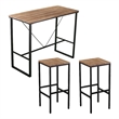 Southern Enterprises Venallo 3-Piece Wood and Iron Outdoor Bar Set in Natural