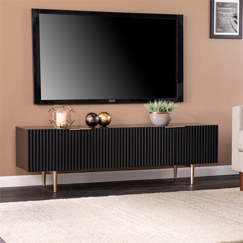 Southern Enterprises Pilston Engineered Wood and Iron TV/Media Console in Black