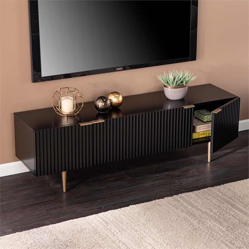 Southern Enterprises Pilston Engineered Wood and Iron TV/Media Console in Black