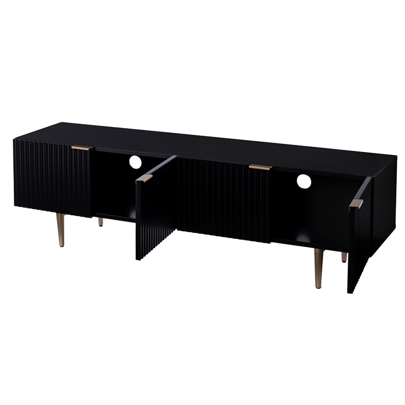 Southern Enterprises Pilston Engineered Wood and Iron TV/Media Console in Black