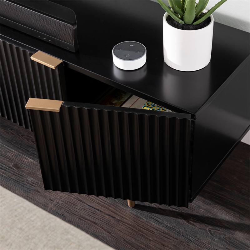 Southern Enterprises Pilston Engineered Wood and Iron TV/Media Console in Black