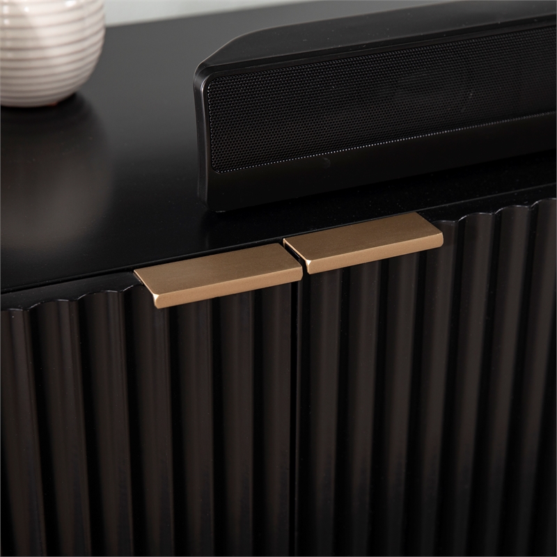 Southern Enterprises Pilston Engineered Wood and Iron TV/Media Console in Black