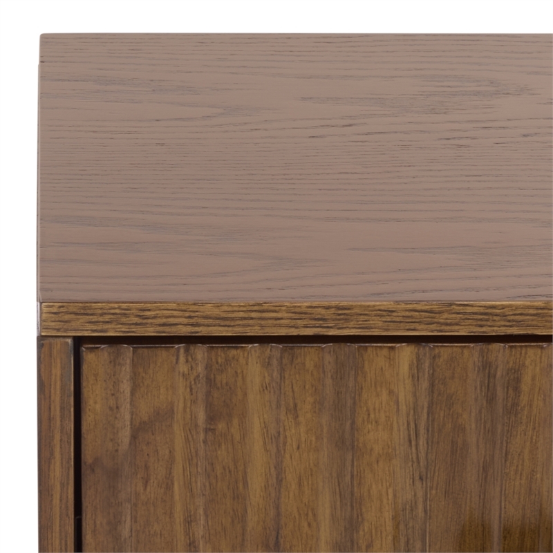 Southern Enterprises Amelin Wood and Metal 1 Drawer 1 Shelf Nightstand in Walnut