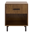 Southern Enterprises Amelin Wood and Metal 1 Drawer 1 Shelf Nightstand in Walnut