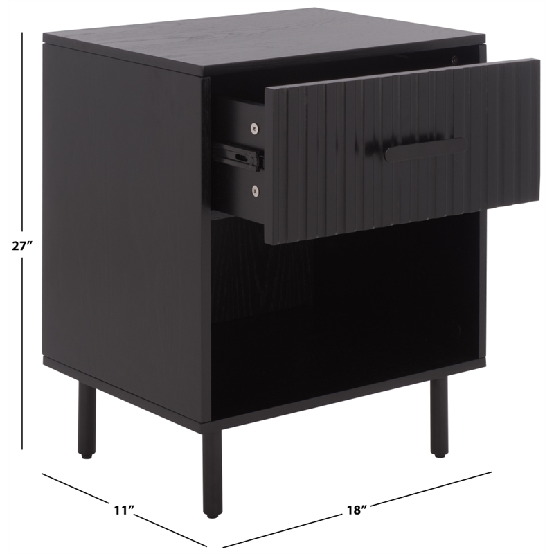 Southern Enterprises Amelin Wood and Metal  1 Drawer 1 Shelf Nightstand in Black