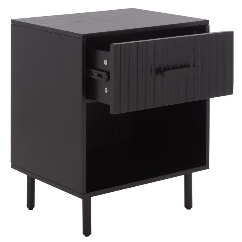 Southern Enterprises Amelin Wood and Metal  1 Drawer 1 Shelf Nightstand in Black