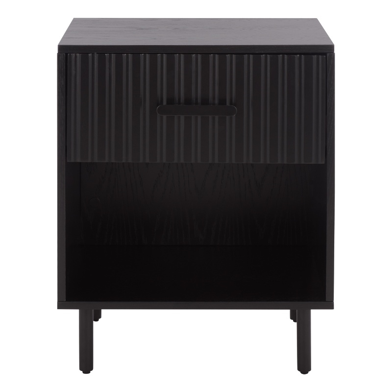 Southern Enterprises Amelin Wood and Metal  1 Drawer 1 Shelf Nightstand in Black