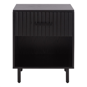 Southern Enterprises Amelin Wood and Metal  1 Drawer 1 Shelf Nightstand in Black