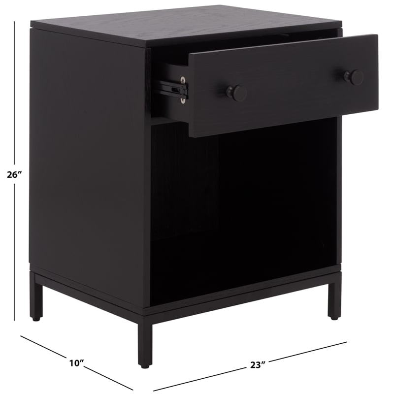 Southern Enterprises Himalay Wood Nightstand in Black