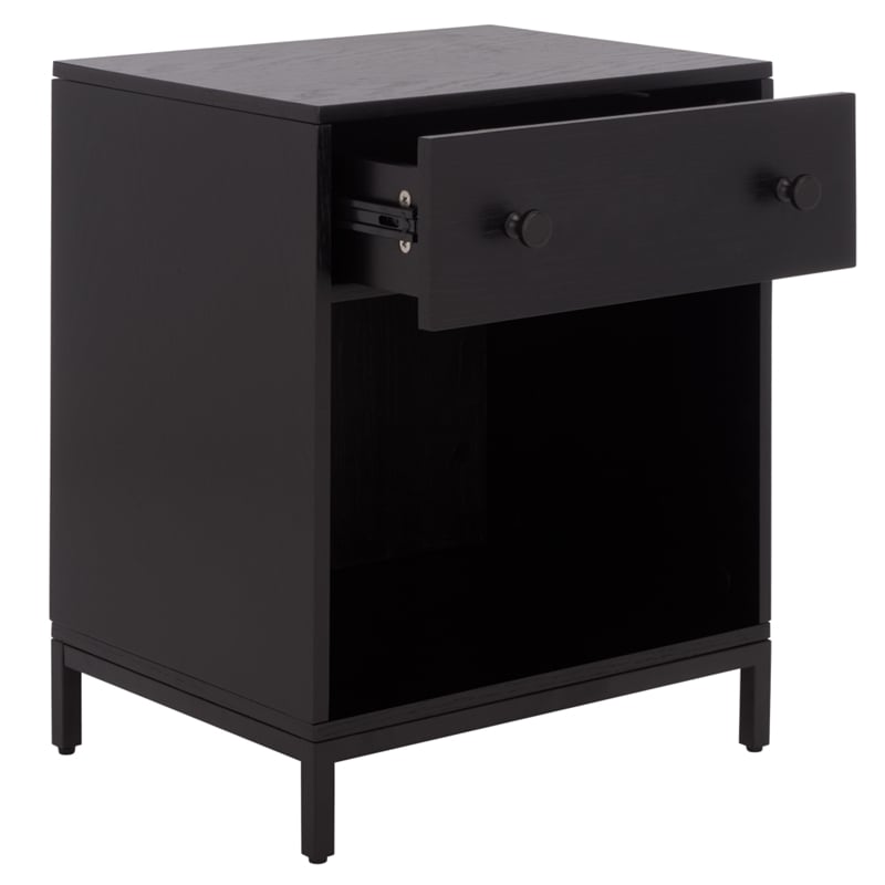 Southern Enterprises Himalay Wood Nightstand in Black