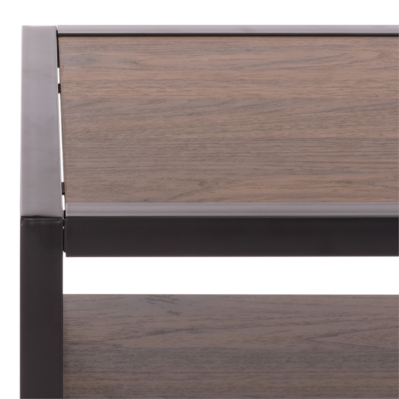 Southern Enterprises Handan Metal and Wood Double Door Cabinet in Brown / Black