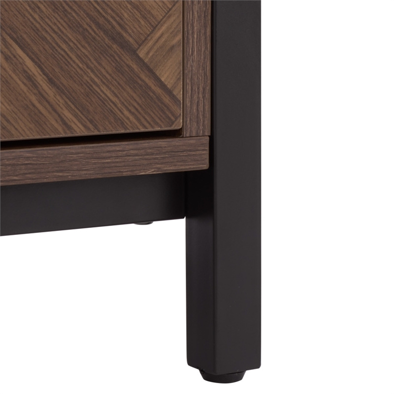 Southern Enterprises Handan Metal and Wood Double Door Cabinet in Brown / Black