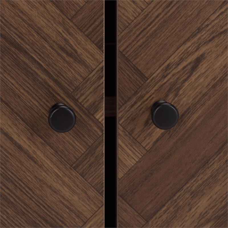 Southern Enterprises Handan Metal and Wood Double Door Cabinet in Brown / Black