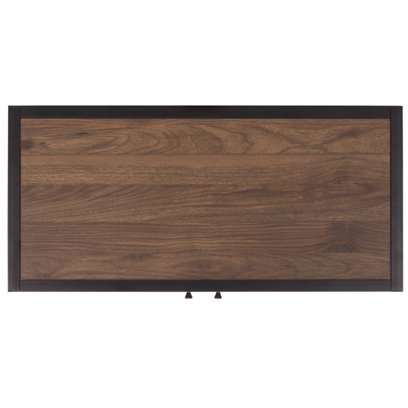 Southern Enterprises Handan Metal and Wood Double Door Cabinet in Brown / Black