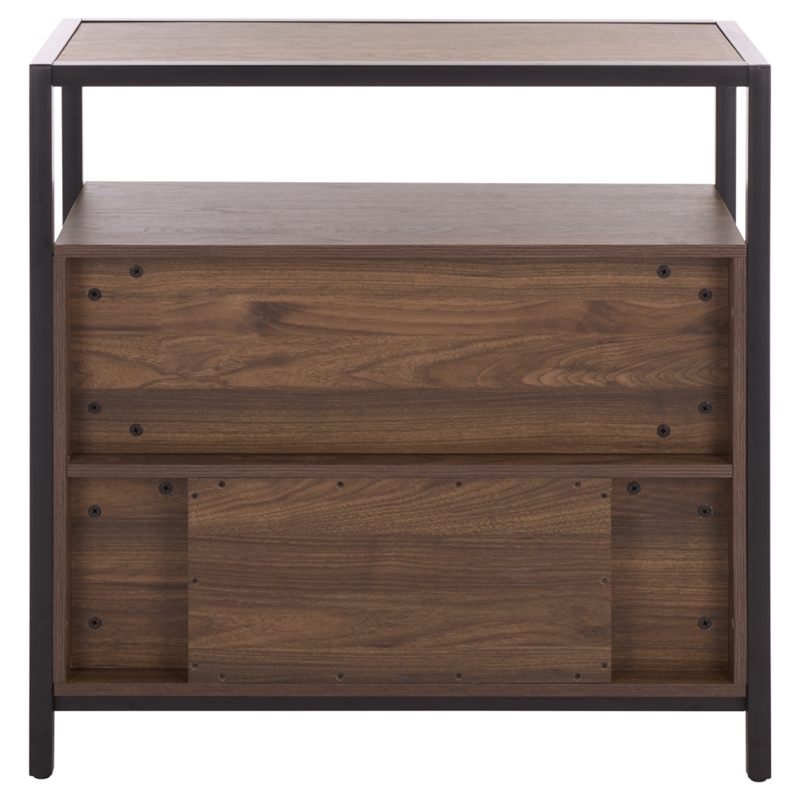 Southern Enterprises Handan Metal and Wood Double Door Cabinet in Brown / Black