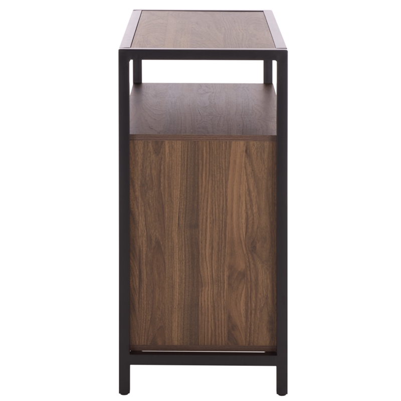 Southern Enterprises Handan Metal and Wood Double Door Cabinet in Brown / Black
