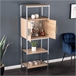 Southern Enterprises Northdom Wood and Iron Tall Bar Cabinet in Natural