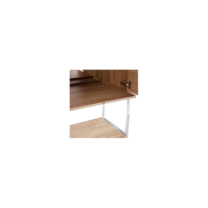 Southern Enterprises Northdom Wood and Iron Tall Bar Cabinet in Natural