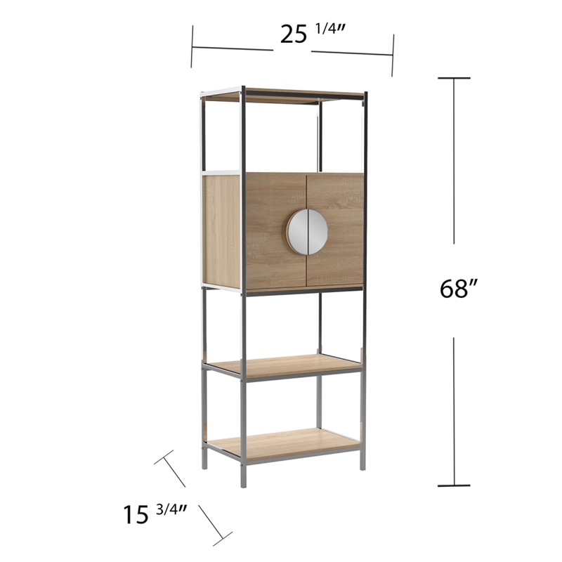 Southern Enterprises Northdom Wood and Iron Tall Bar Cabinet in Natural