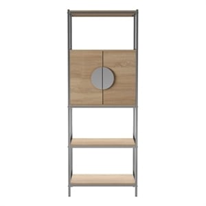 Southern Enterprises Northdom Wood and Iron Tall Bar Cabinet in Natural