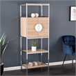 Southern Enterprises Northdom Wood and Iron Tall Bar Cabinet in Natural