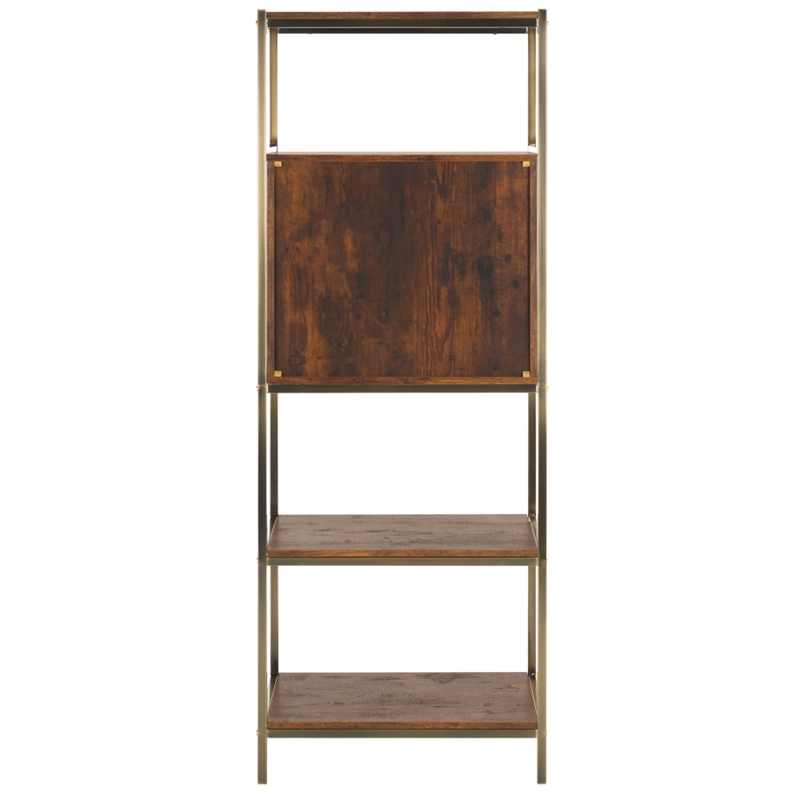 Southern Enterprises Dayforth Bar Cabinet Wood and Iron Cabinet in Espresso
