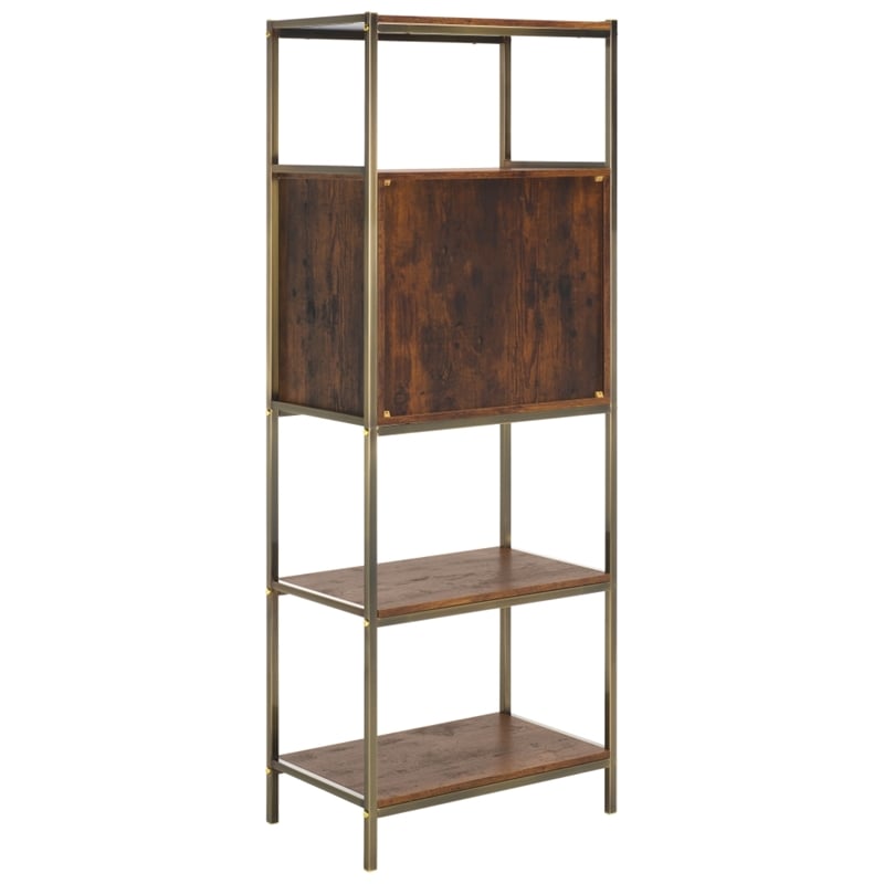 Southern Enterprises Dayforth Bar Cabinet Wood and Iron Cabinet in Espresso