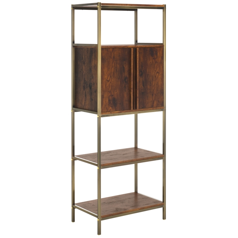 Southern Enterprises Dayforth Bar Cabinet Wood and Iron Cabinet in Espresso