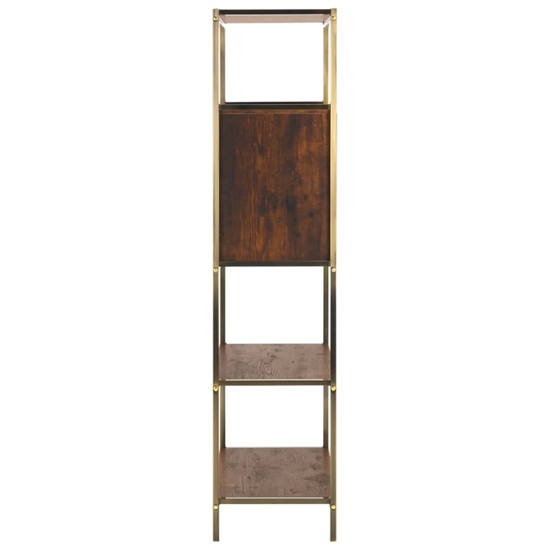 Southern Enterprises Dayforth Bar Cabinet Wood and Iron Cabinet in Espresso