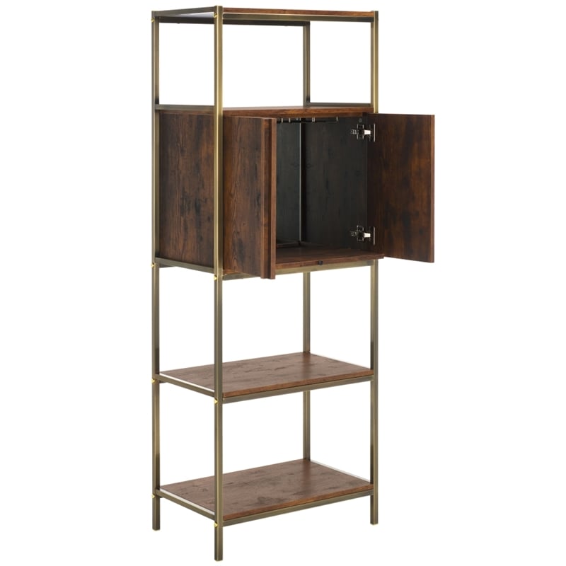 Southern Enterprises Dayforth Bar Cabinet Wood and Iron Cabinet in Espresso