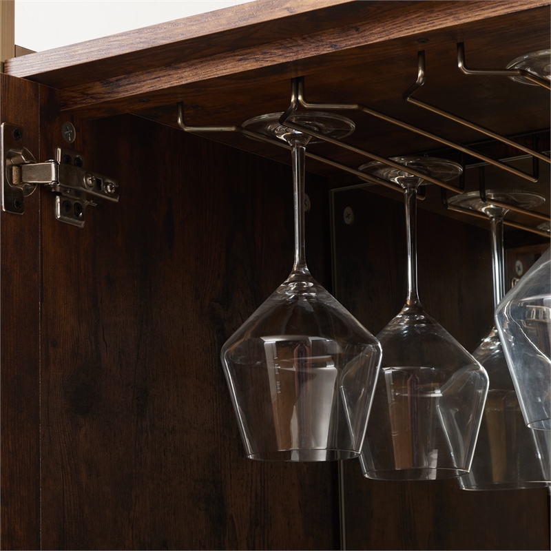 Southern Enterprises Dayforth Bar Cabinet Wood and Iron Cabinet in Espresso