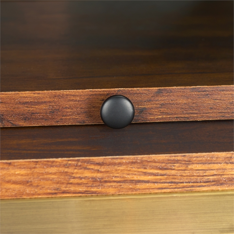 Southern Enterprises Dayforth Bar Cabinet Wood and Iron Cabinet in Espresso