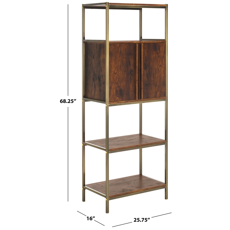 Southern Enterprises Dayforth Bar Cabinet Wood and Iron Cabinet in Espresso