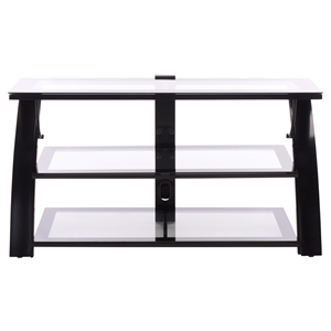 Southern Enterprises Aiden Iron and Glass 3 In 1 Panel TV Stand in Black