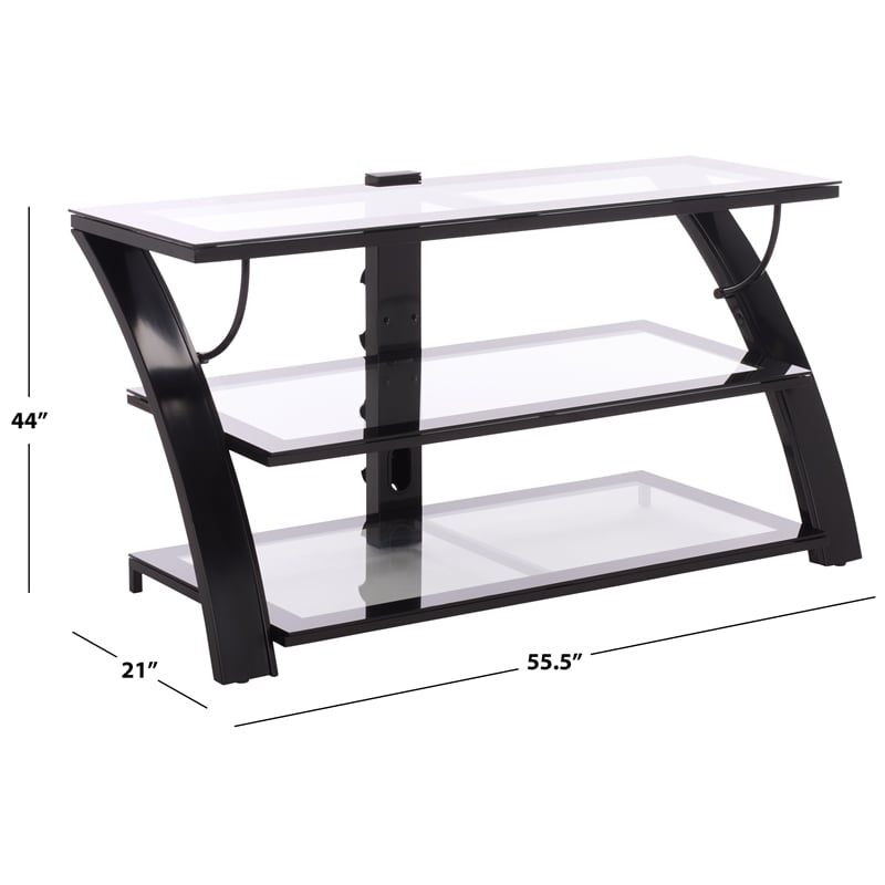 Southern Enterprises Aiden Iron and Glass 3 In 1 Panel TV Stand in Black