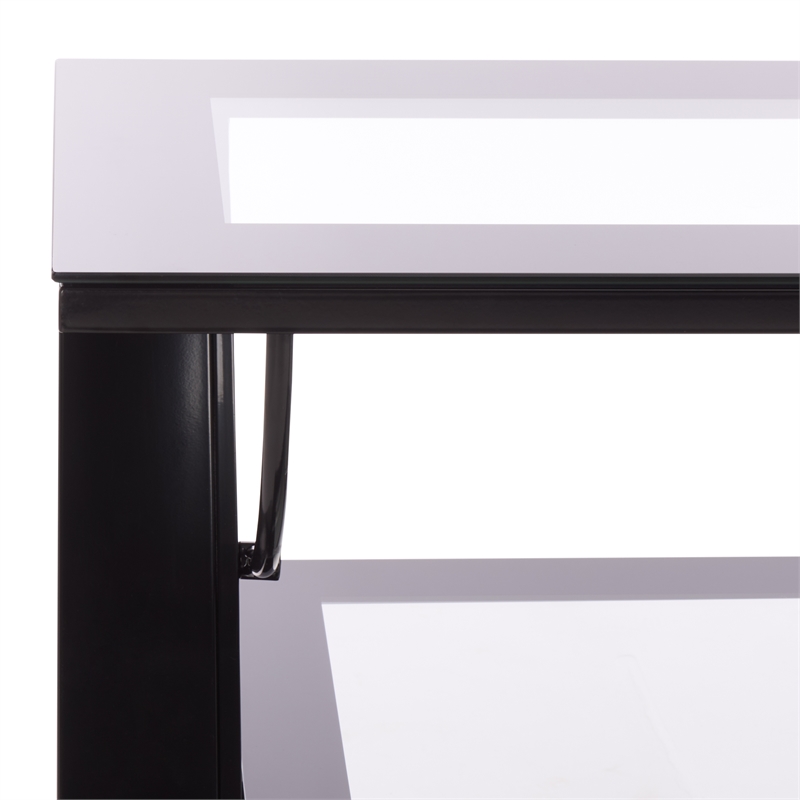 Southern Enterprises Aiden Iron and Glass 3 In 1 Panel TV Stand in Black