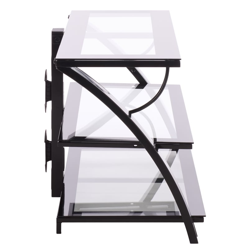 Southern Enterprises Aiden Iron and Glass 3 In 1 Panel TV Stand in Black